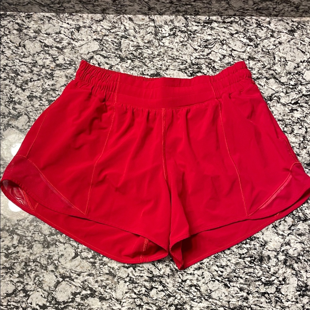 Lululemon Athletica Vibrant Red Athletic Shorts